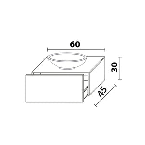 Inda - Mobile bagno L.60 con lavabo in appoggio / Bianco opaco 1 cassetto - Diamante