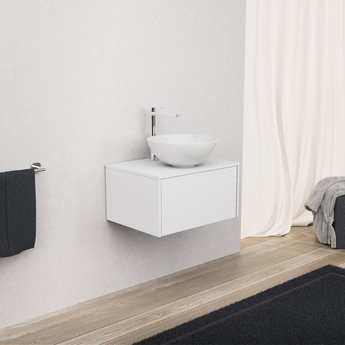 Inda - Mobile bagno L.60 con lavabo in appoggio / Bianco opaco 1 cassetto - Diamante
