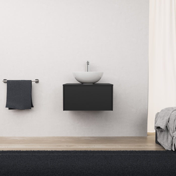 Inda - Mobile bagno L.60 con lavabo in appoggio / Nero opaco 1 cassetto - Diamante