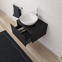 Inda - Mobile bagno L.60 con lavabo in appoggio / Nero opaco 1 cassetto - Diamante