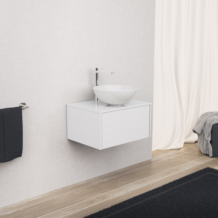 Inda - Mobile bagno L.60 con lavabo in appoggio / Bianco lucido 1 cassetto - Diamante