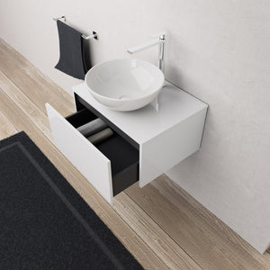 Inda - Mobile bagno L.60 con lavabo in appoggio / Bianco lucido 1 cassetto - Diamante