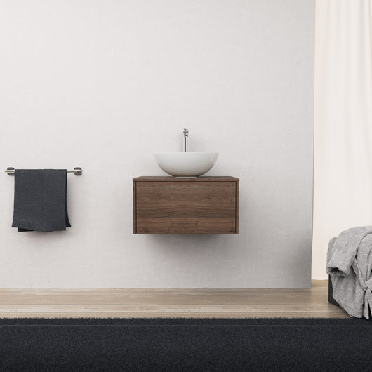 Inda - Mobile bagno L.60 con lavabo in appoggio / Rovere castano 1 cassetto - Diamante