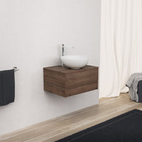 Inda - Mobile bagno L.60 con lavabo in appoggio / Rovere castano 1 cassetto - Diamante