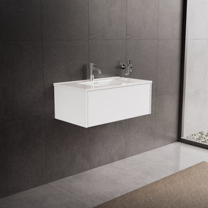 Inda - Mobile bagno L.80 con lavabo lucido / Bianco opaco 1 cassetto - Diamante