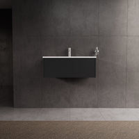 Inda - Mobile bagno L.80 con lavabo lucido / Nero opaco 1 cassetto - Diamante