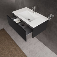 Inda - Mobile bagno L.80 con lavabo lucido / Nero opaco 1 cassetto - Diamante