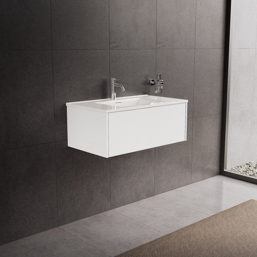 Inda - Mobile bagno L.80 con lavabo lucido / Bianco lucido 1 cassetto - Diamante