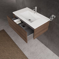 Inda - Mobile bagno L.80 con lavabo lucido / Rovere castano 1 cassetto - Diamante