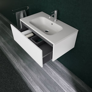 Inda - Mobile bagno L.80 con lavabo opaco / Bianco opaco 1 cassetto - Diamante