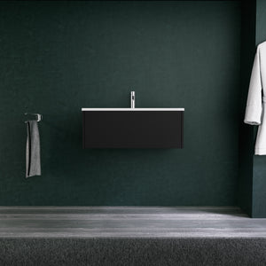 Inda - Mobile bagno L.80 con lavabo opaco / Nero opaco 1 cassetto - Diamante