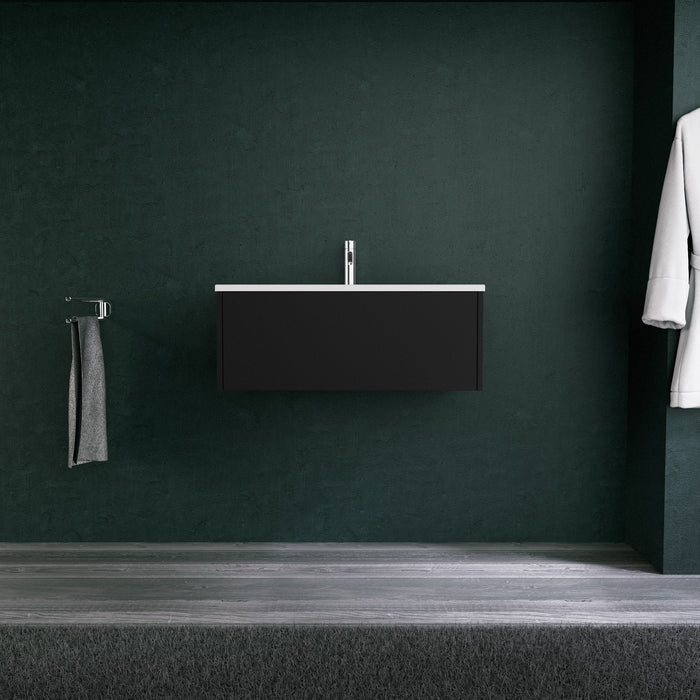 Inda - Mobile bagno L.80 con lavabo opaco / Nero opaco 1 cassetto - Diamante