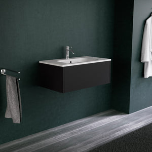 Inda - Mobile bagno L.80 con lavabo opaco / Nero opaco 1 cassetto - Diamante