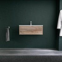 Inda - Mobile bagno L.80 con lavabo opaco / Rovere naturale 1 cassetto - Diamante