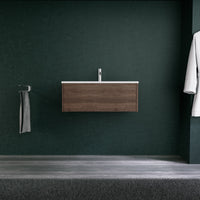 Inda - Mobile bagno L.80 con lavabo opaco / Rovere castano 1 cassetto - Diamante