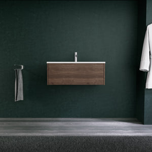 Inda - Mobile bagno L.80 con lavabo opaco / Rovere castano 1 cassetto - Diamante