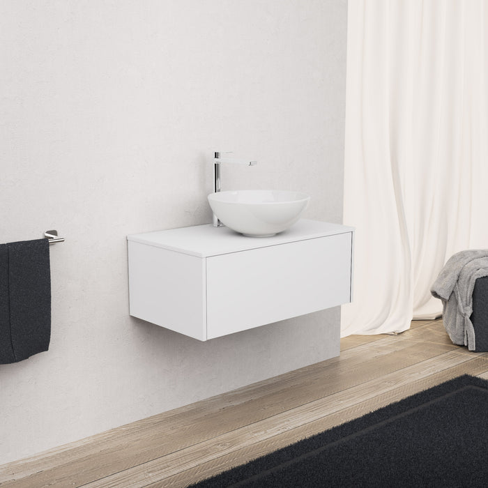 Inda - Mobile bagno L.80 con lavabo in appoggio / Bianco opaco 1 cassetto - Diamante