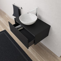 Inda - Mobile bagno L.80 con lavabo in appoggio / Nero opaco 1 cassetto - Diamante