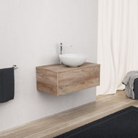 Inda - Mobile bagno L.80 con lavabo in appoggio / Rovere naturale 1 cassetto - Diamante
