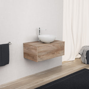 Inda - Mobile bagno L.80 con lavabo in appoggio / Rovere naturale 1 cassetto - Diamante