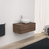 Inda - Mobile bagno L.80 con lavabo in appoggio / Rovere castano 1 cassetto - Diamante