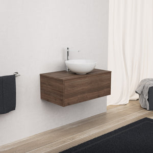 Inda - Mobile bagno L.80 con lavabo in appoggio / Rovere castano 1 cassetto - Diamante
