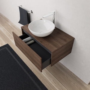Inda - Mobile bagno L.80 con lavabo in appoggio / Rovere castano 1 cassetto - Diamante