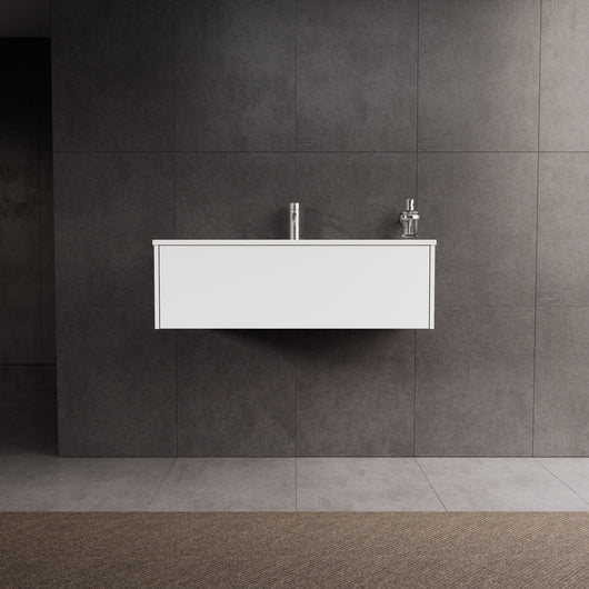 Inda - Mobile bagno L.100 con lavabo lucido / Bianco opaco 1 cassetto - Diamante