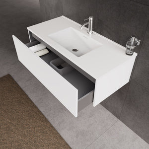Inda - Mobile bagno L.100 con lavabo lucido / Bianco opaco 1 cassetto - Diamante