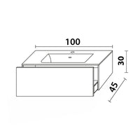 Inda - Mobile bagno L.100 con lavabo lucido / Nero opaco 1 cassetto - Diamante