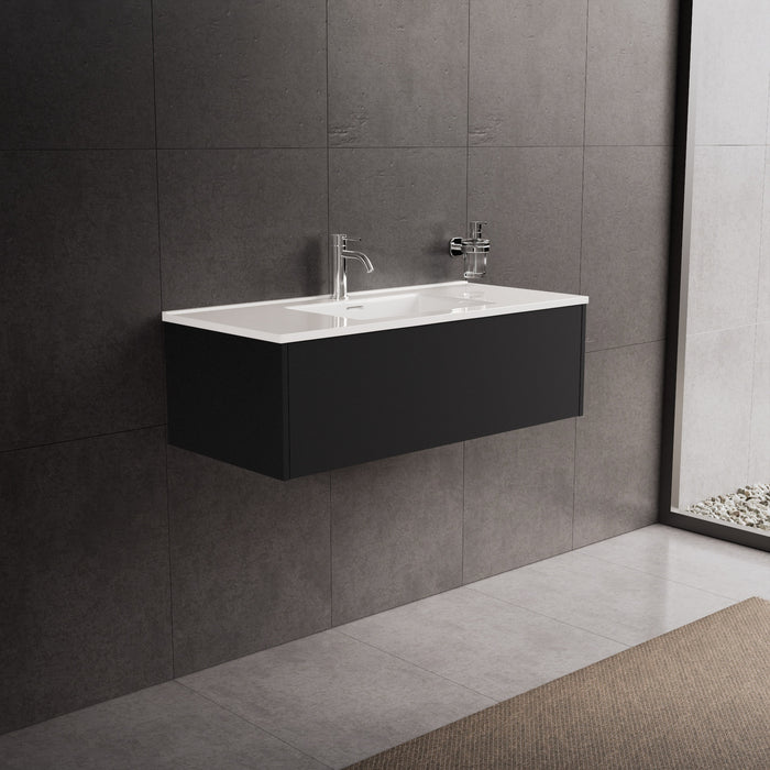 Inda - Mobile bagno L.100 con lavabo lucido / Nero opaco 1 cassetto - Diamante