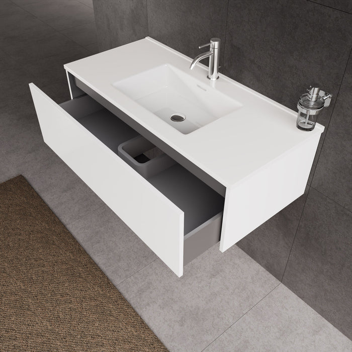 Inda - Mobile bagno L.100 con lavabo lucido / Bianco lucido 1 cassetto - Diamante