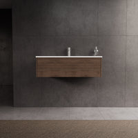 Inda - Mobile bagno L.100 con lavabo lucido / Rovere castano 1 cassetto - Diamante