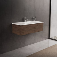 Inda - Mobile bagno L.100 con lavabo lucido / Rovere castano 1 cassetto - Diamante