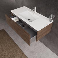 Inda - Mobile bagno L.100 con lavabo lucido / Rovere castano 1 cassetto - Diamante
