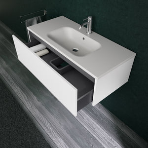 Inda - Mobile bagno L.100 con lavabo opaco / Bianco opaco 1 cassetto - Diamante