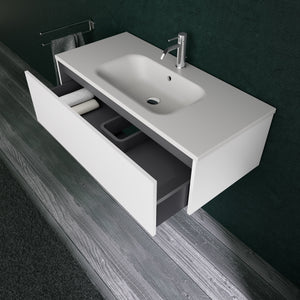 Inda - Mobile bagno L.100 con lavabo opaco / Bianco lucido 1 cassetto - Diamante