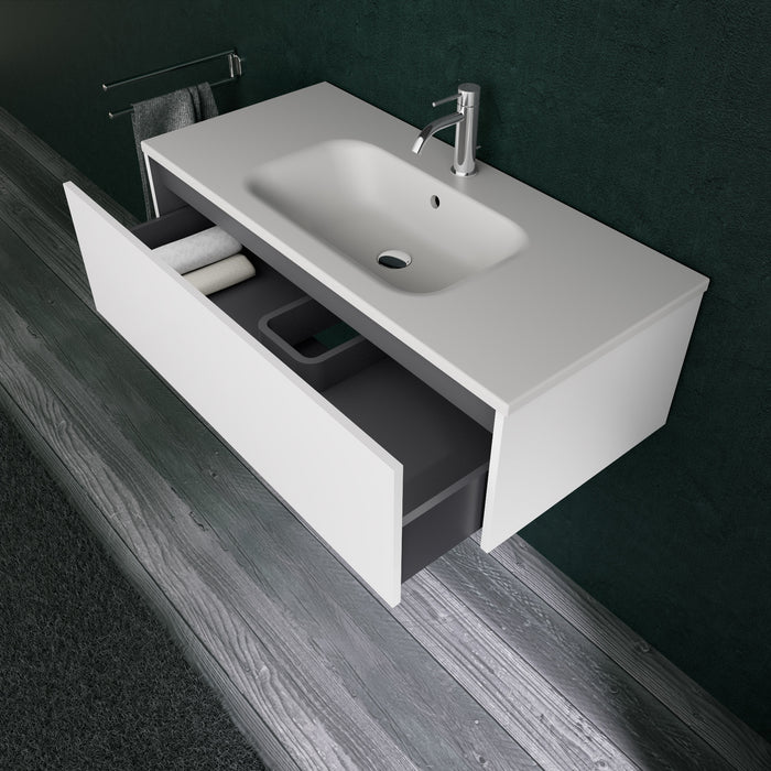 Inda - Mobile bagno L.100 con lavabo opaco / Bianco lucido 1 cassetto - Diamante