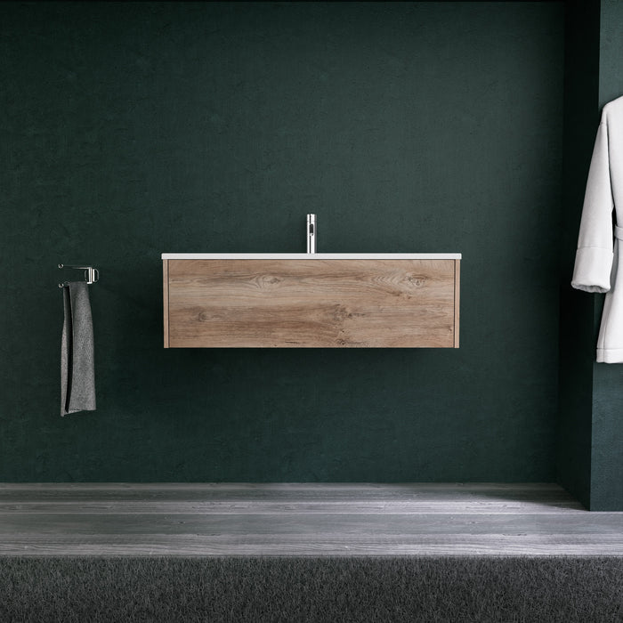 Inda - Mobile bagno L.100 con lavabo opaco / Rovere naturale 1 cassetto - Diamante