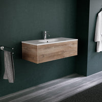 Inda - Mobile bagno L.100 con lavabo opaco / Rovere naturale 1 cassetto - Diamante