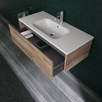 Inda - Mobile bagno L.100 con lavabo opaco / Rovere naturale 1 cassetto - Diamante
