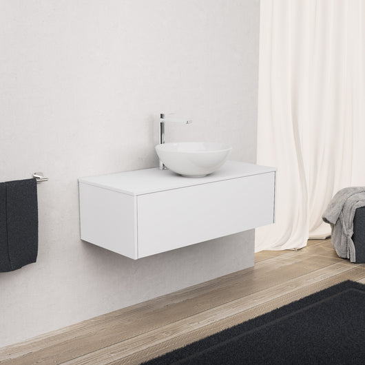 Inda - Mobile bagno L.100 con lavabo in appoggio / Bianco opaco 1 cassetto - Diamante