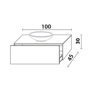 Inda - Mobile bagno L.100 con lavabo in appoggio / Nero opaco 1 cassetto - Diamante