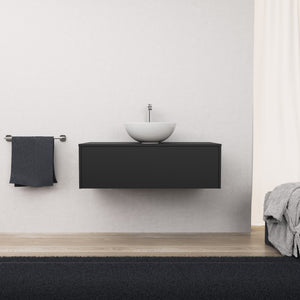 Inda - Mobile bagno L.100 con lavabo in appoggio / Nero opaco 1 cassetto - Diamante