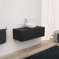 Inda - Mobile bagno L.100 con lavabo in appoggio / Nero opaco 1 cassetto - Diamante