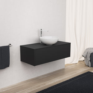 Inda - Mobile bagno L.100 con lavabo in appoggio / Nero opaco 1 cassetto - Diamante