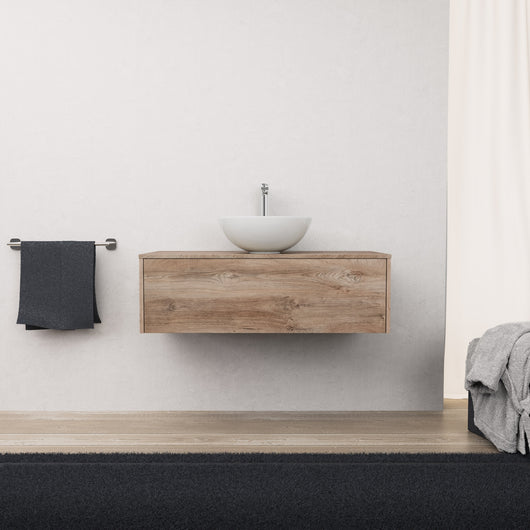 Inda - Mobile bagno L.100 con lavabo in appoggio / Rovere naturale 1 cassetto - Diamante