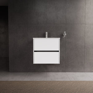Inda - Mobile bagno L.60 con lavabo lucido / Bianco opaco 2 cassetti - Diamante