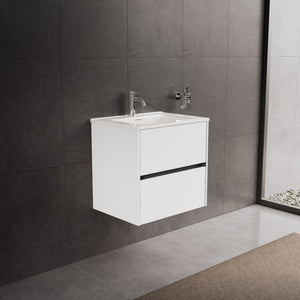 Inda - Mobile bagno L.60 con lavabo lucido / Bianco opaco 2 cassetti - Diamante