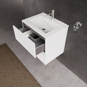 Inda - Mobile bagno L.60 con lavabo lucido / Bianco opaco 2 cassetti - Diamante